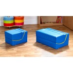 Sezlong Dublu Ergonomic pentru lectura copii Comfy Sofa din spuma poliuretanica - Ergo Vari cu soft touch rabatabil transformabil- Galben Albastru